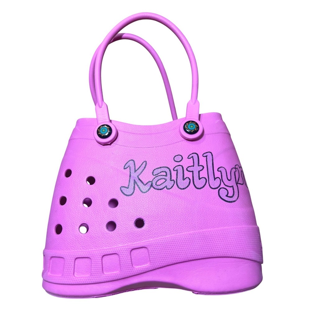 Optari Sol Tote Pink Rubber Waterproof Beach Bag Personalized Kaitlyn Womens